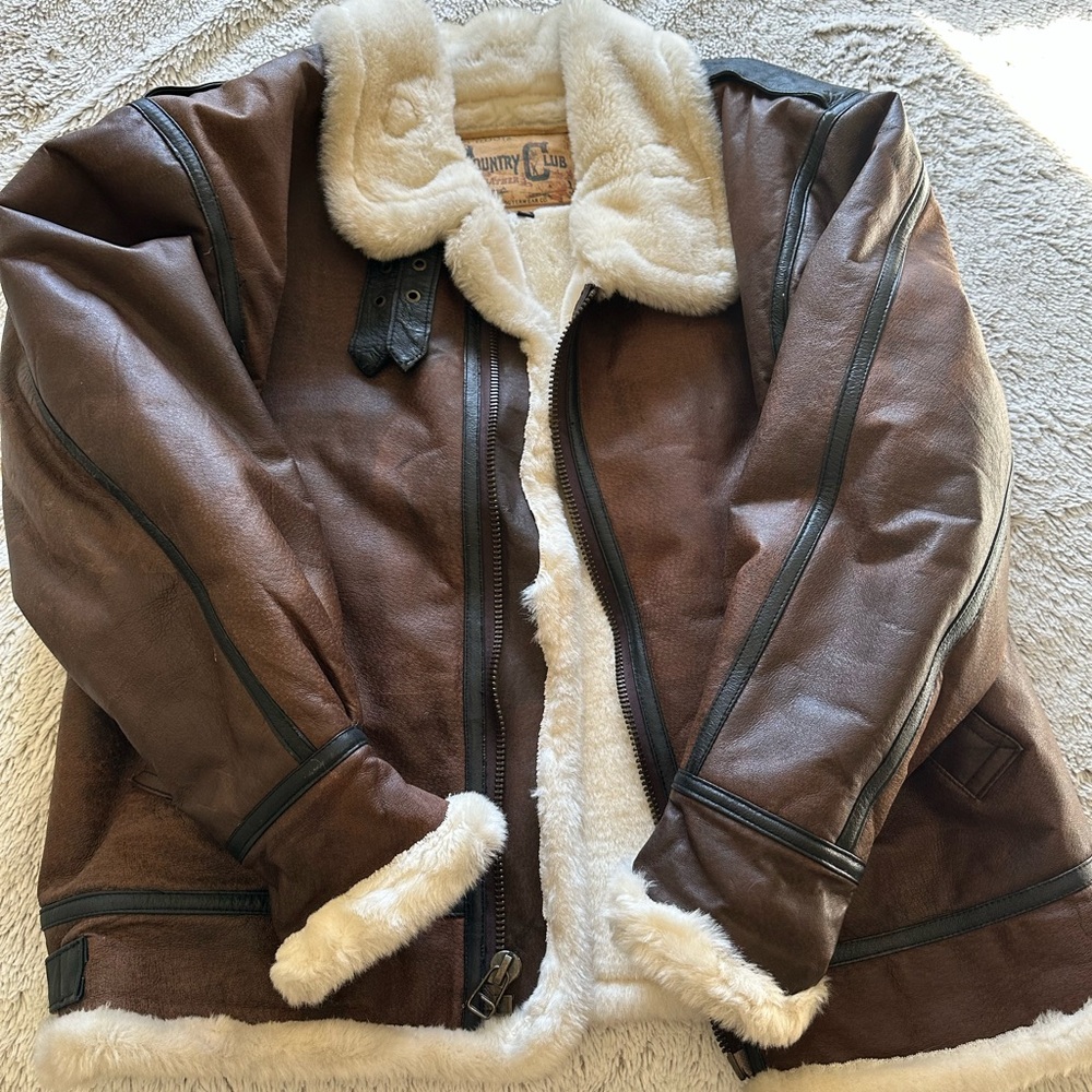 Leather Bomber Aviator Jacket